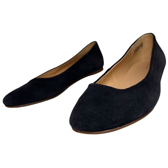 Lands End Suede Ballet Flats Navy Sz 7 Balletcore Career School Preppy Casual - Picture 10 of 13